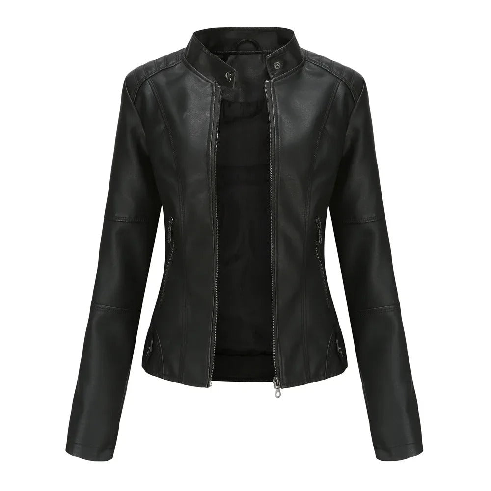 Lederjacke – Slim Fit – Reißverschluss – Kunstlederjacke – Damenjacke