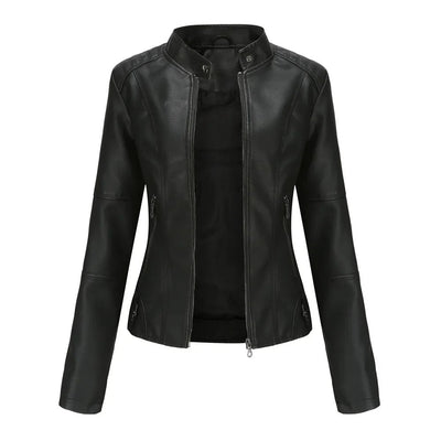 Lederjacke – Slim Fit – Reißverschluss – Kunstlederjacke – Damenjacke