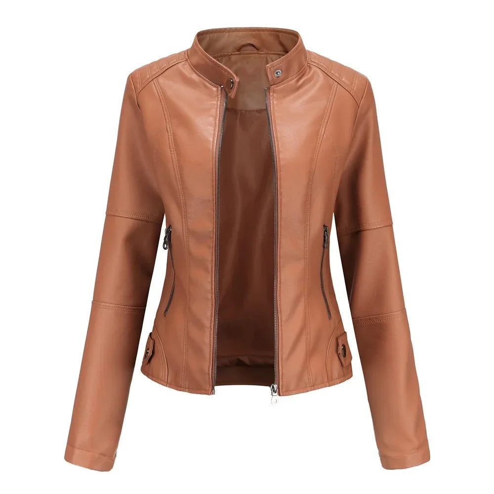 Lederjacke – Slim Fit – Reißverschluss – Kunstlederjacke – Damenjacke