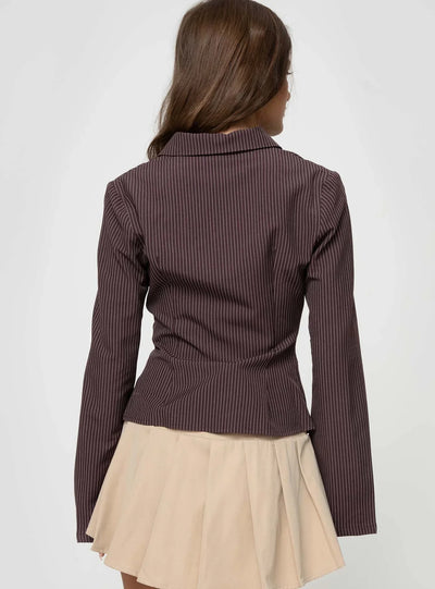 Ladies Button-Up Shirt - Gestreift - Glockenärmel - Bluse - Damenhemden