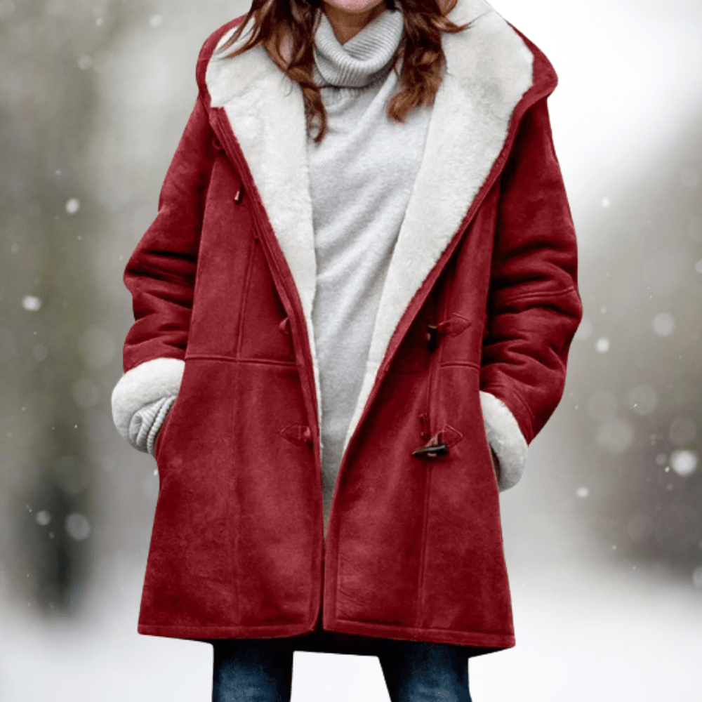 Wintermantel – Oversize-Winterjacke mit Kapuze und Sherpa-Futter für Damen