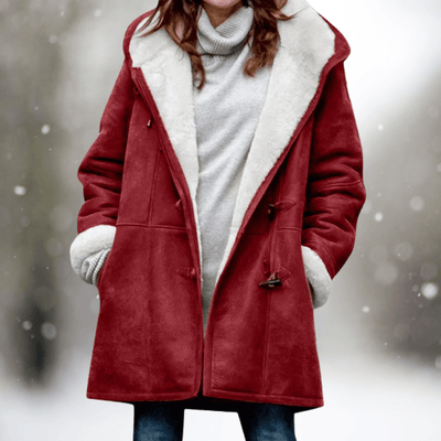Wintermantel – Oversize-Winterjacke mit Kapuze und Sherpa-Futter für Damen