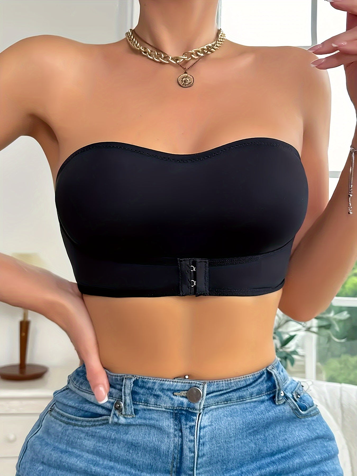 Trägerloser BH | Nicht gepolstert | Frontverschluss | Bandeau-BH | BH mit Frontbefestigung