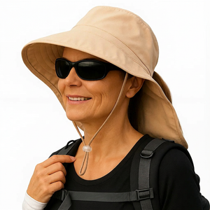 Sonnenhut Damen in Beige mit breiter Krempe - Fashion Peak
