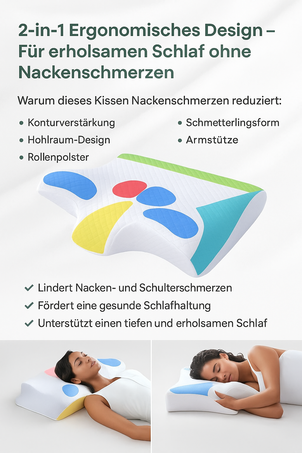 Ergonomisches Kissen - Stütze - Nackenkissen - Orthopädisches Kissen - Memory Foam Pillow
