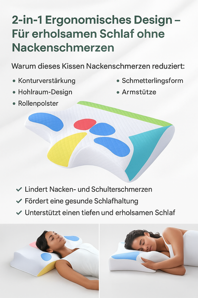 Ergonomisches Kissen - Stütze - Nackenkissen - Orthopädisches Kissen - Memory Foam Pillow