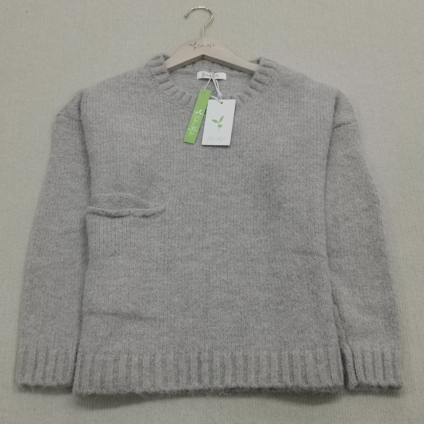 Übergroßer Pullover - Hellgrauer Damen Pullover in lockerer Passform aus grobem Strick