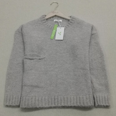 Übergroßer Pullover - Hellgrauer Damen Pullover in lockerer Passform aus grobem Strick