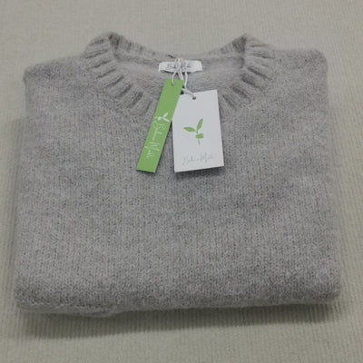 Übergroßer Pullover - Hellgrauer Damen Pullover in lockerer Passform aus grobem Strick