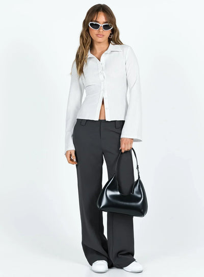 Ladies Button-Up Shirt - Gestreift - Glockenärmel - Bluse - Damenhemden