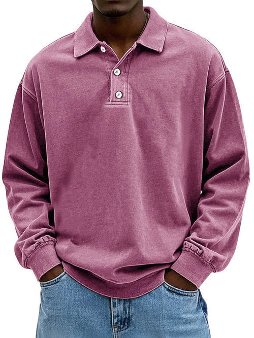 Polo Sweatshirt - Kragen - Gewaschen - Oversized Pullover - Herrenbekleidung
