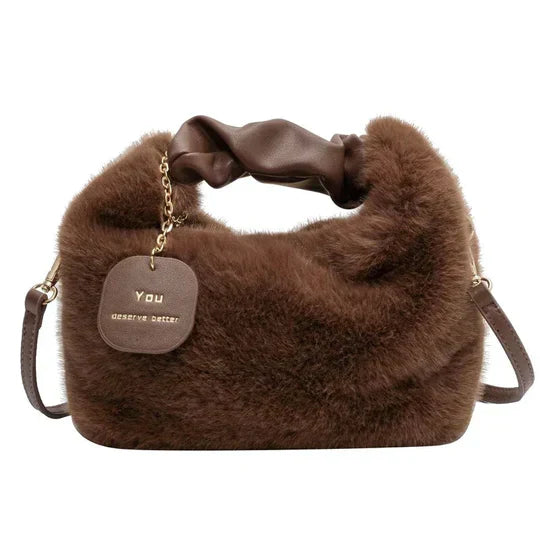 Pelztasche | Klein | Langer Riemen | Flauschige Tasche | Handtasche aus Kunstfell
