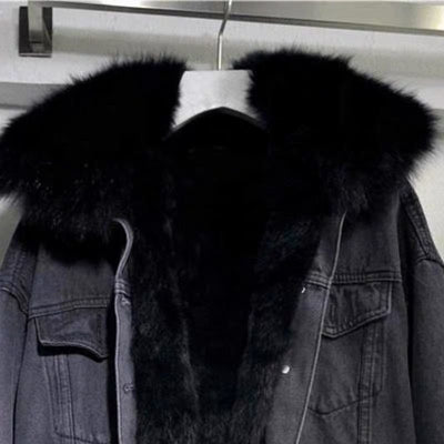 Mit Fell gefütterte Jeansjacke | Warm | Kunstfell | Winter-Jeansjacke | Jeansjacke für Frauen