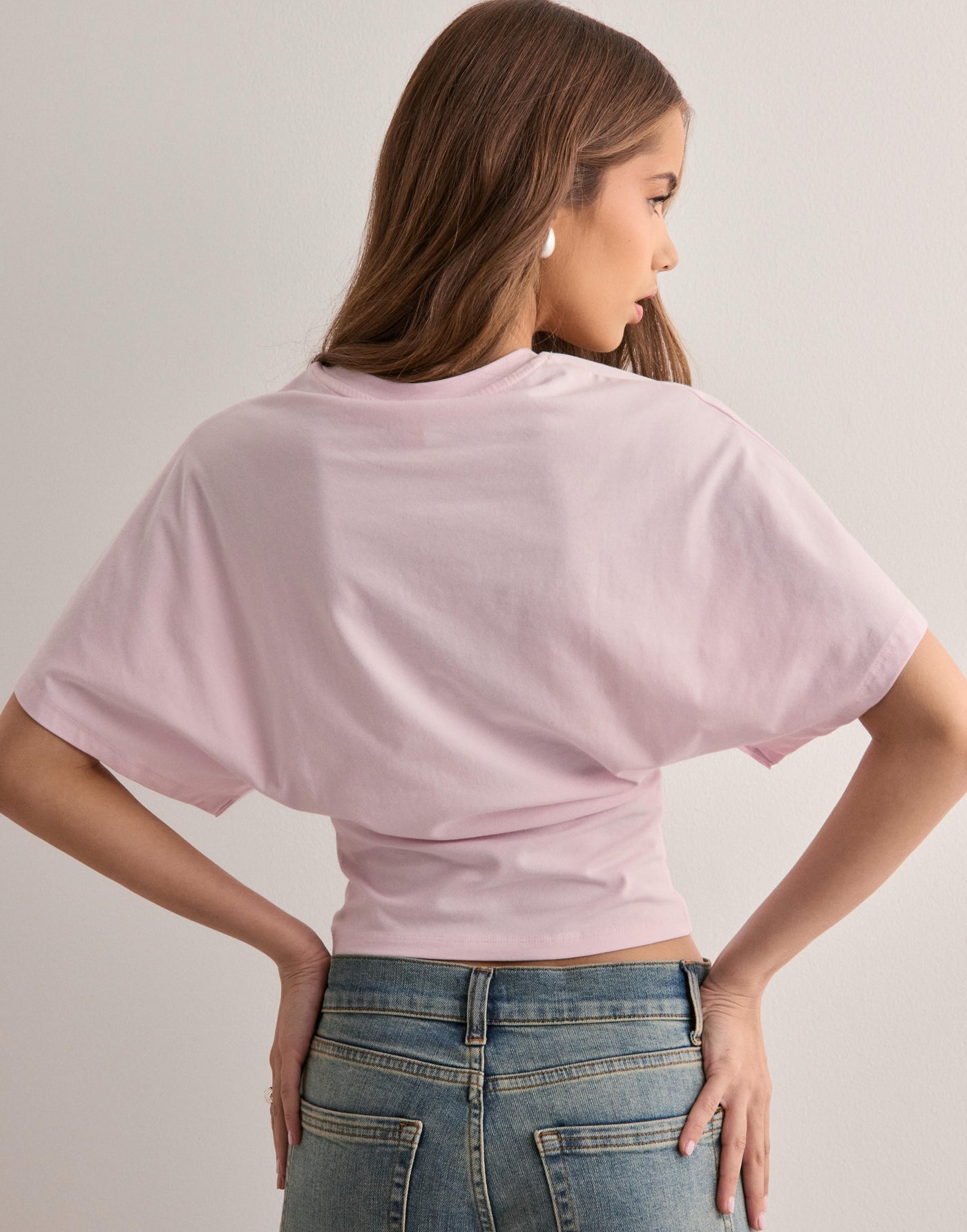 Fledermaushemd – Rundhalsausschnitt – Weite Ärmel – Kurzärmelige Bluse – T-Shirts für Frauen