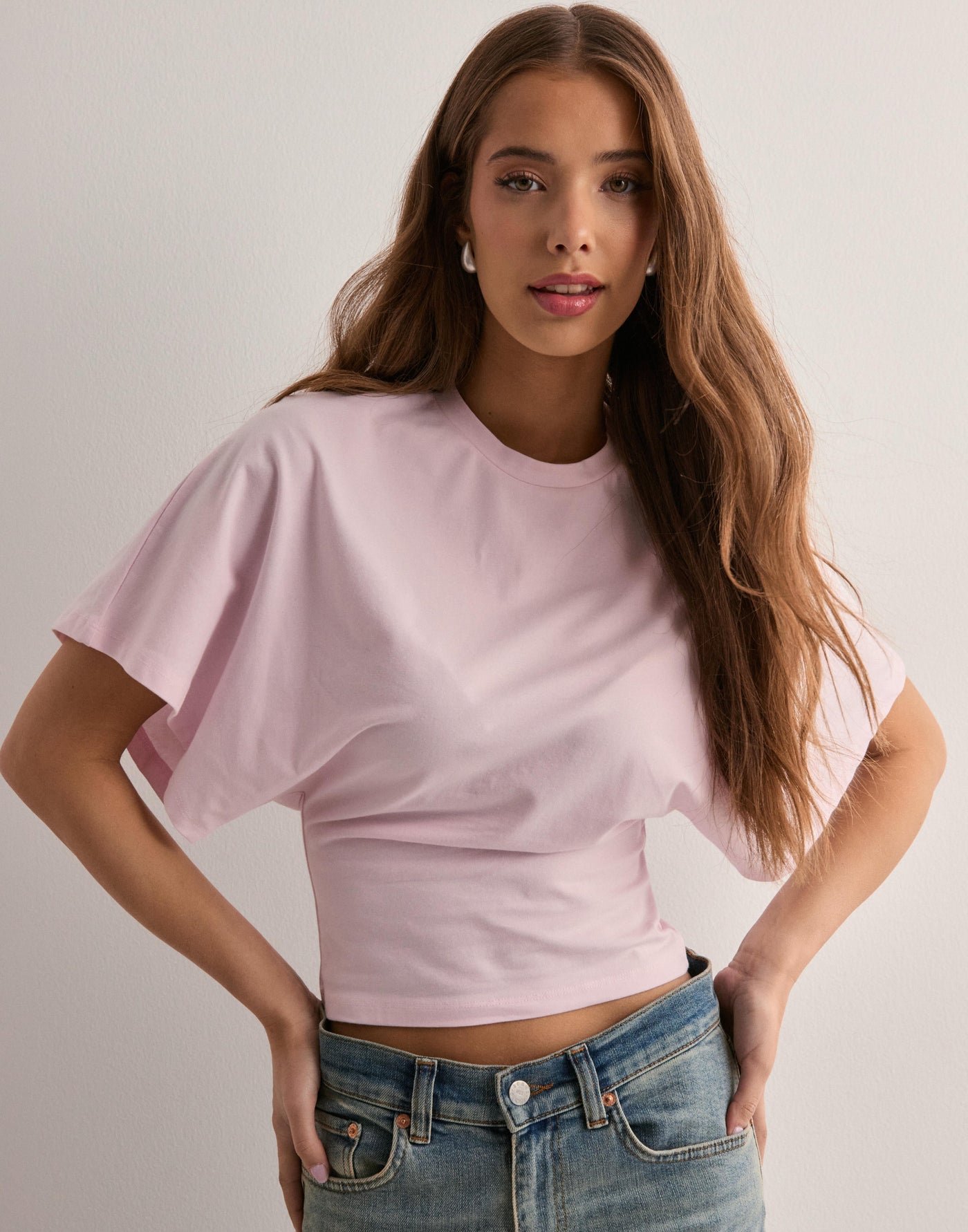 Fledermaushemd – Rundhalsausschnitt – Weite Ärmel – Kurzärmelige Bluse – T-Shirts für Frauen