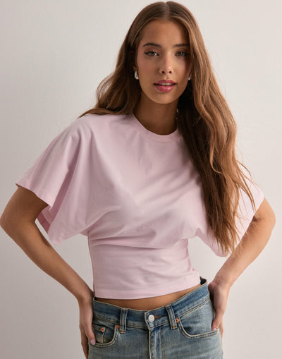Fledermaushemd – Rundhalsausschnitt – Weite Ärmel – Kurzärmelige Bluse – T-Shirts für Frauen