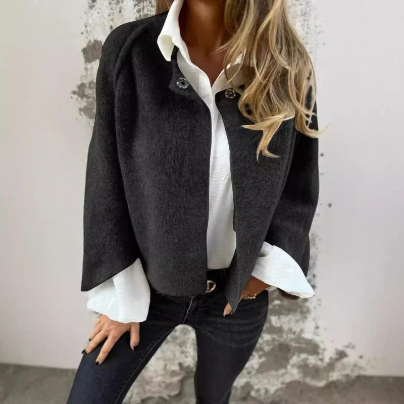 Cape-Mantel | Weite Ärmel | Aus Wolle | Cape-Strickjacke | Damenjacke