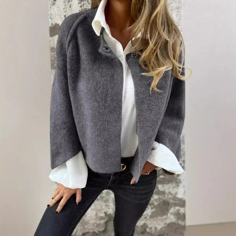 Cape-Mantel | Weite Ärmel | Aus Wolle | Cape-Strickjacke | Damenjacke