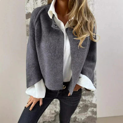 Cape-Mantel | Weite Ärmel | Aus Wolle | Cape-Strickjacke | Damenjacke