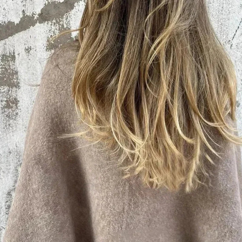 Cape-Mantel | Weite Ärmel | Aus Wolle | Cape-Strickjacke | Damenjacke