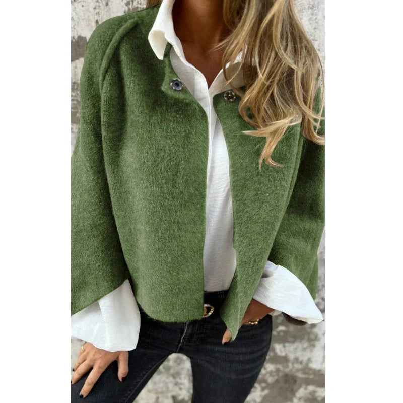 Cape-Mantel | Weite Ärmel | Aus Wolle | Cape-Strickjacke | Damenjacke