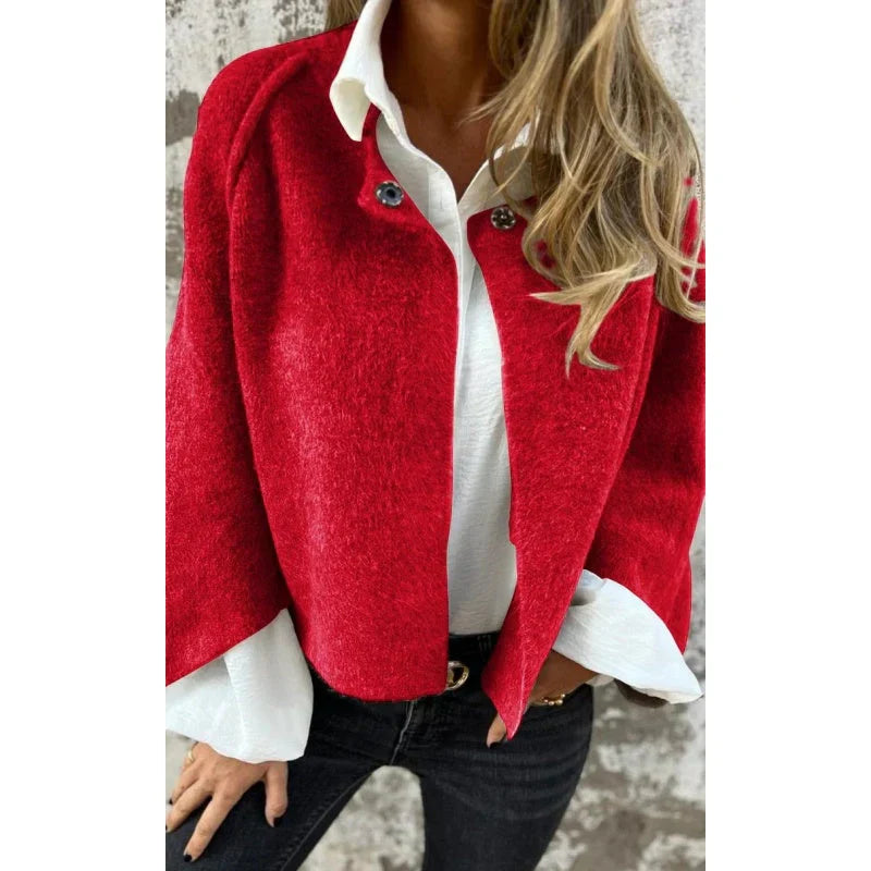 Cape-Mantel | Weite Ärmel | Aus Wolle | Cape-Strickjacke | Damenjacke