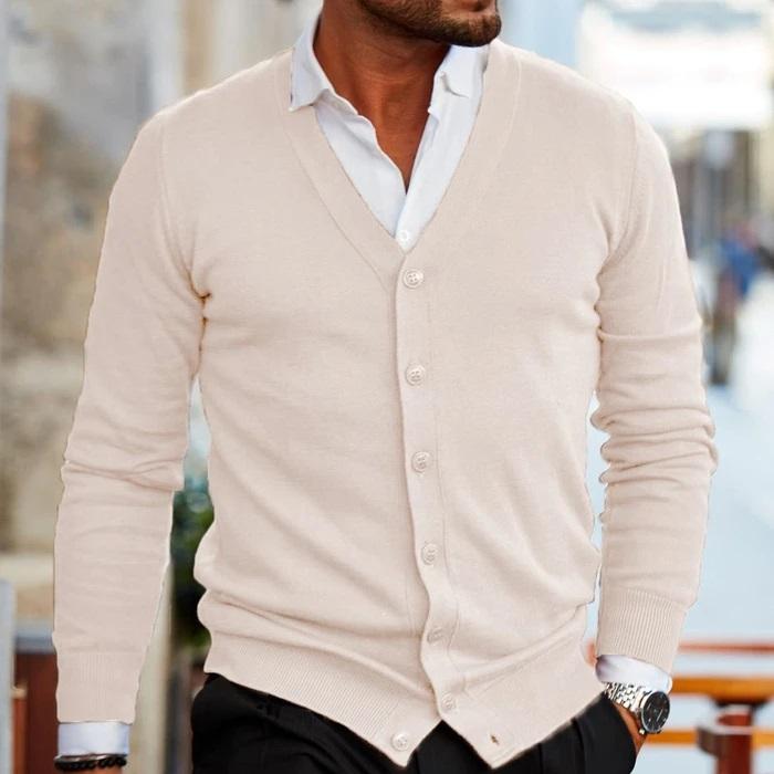 Herren-Strickjacke – Leicht – Mit Knöpfen – Gestrickte Strickjacke – Herren-Strickmode