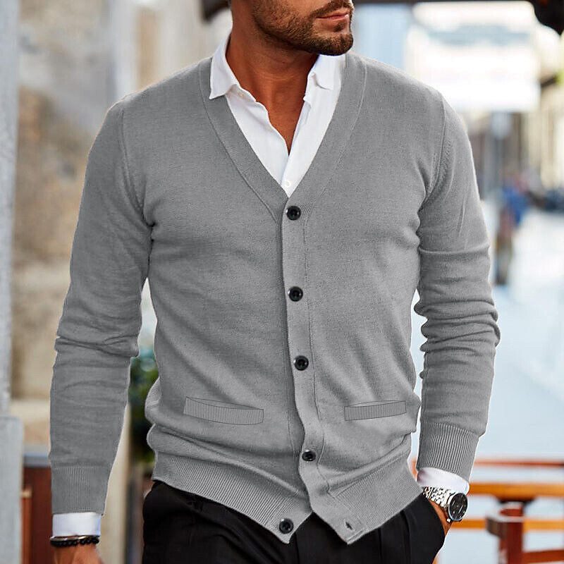 Herren-Strickjacke – Leicht – Mit Knöpfen – Gestrickte Strickjacke – Herren-Strickmode