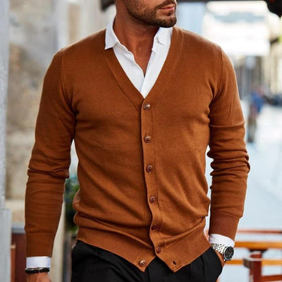 Herren-Strickjacke – Leicht – Mit Knöpfen – Gestrickte Strickjacke – Herren-Strickmode