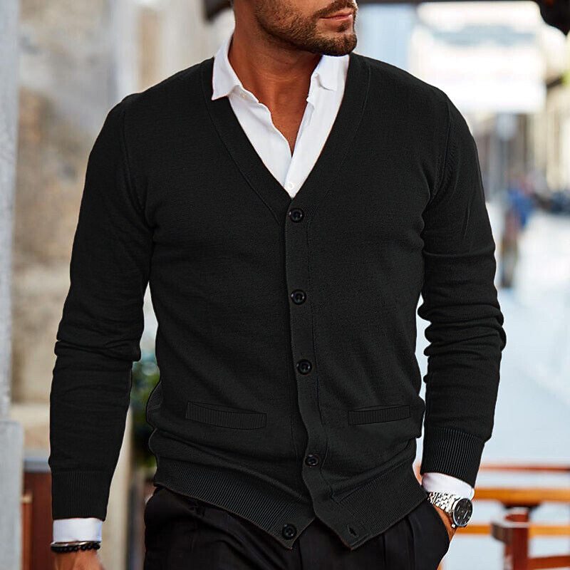 Herren-Strickjacke – Leicht – Mit Knöpfen – Gestrickte Strickjacke – Herren-Strickmode