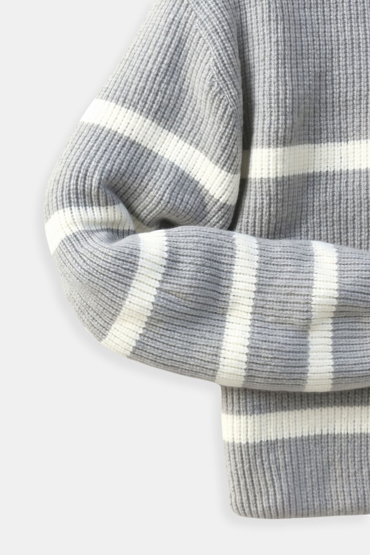 Polo Pullover - Gestreifter Polo-Pullover mit Viertel-Reißverschluss für Männer