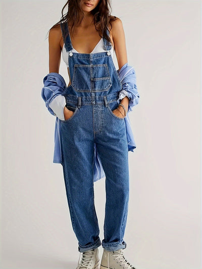 Latzhose - Loose Fit - Straight Leg - Denim Dungarees - Jumpsuit Denim für Frauen