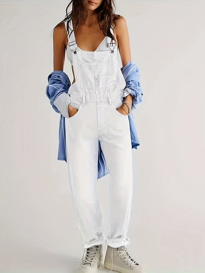 Latzhose - Loose Fit - Straight Leg - Denim Dungarees - Jumpsuit Denim für Frauen