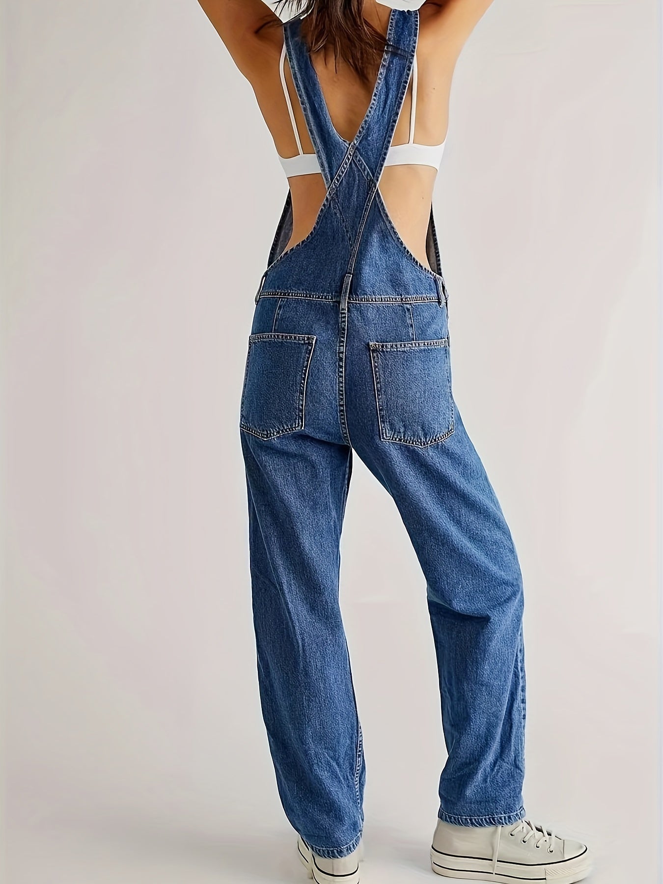Latzhose - Loose Fit - Straight Leg - Denim Dungarees - Jumpsuit Denim für Frauen