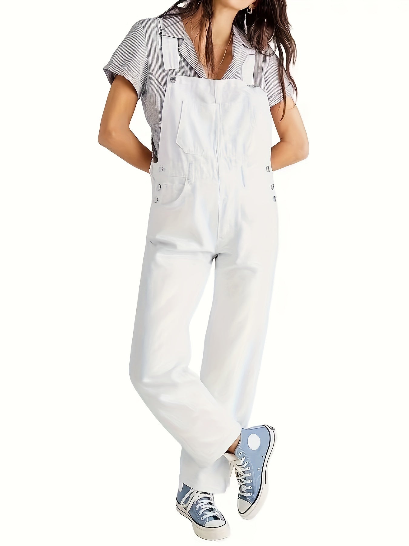 Latzhose - Loose Fit - Straight Leg - Denim Dungarees - Jumpsuit Denim für Frauen