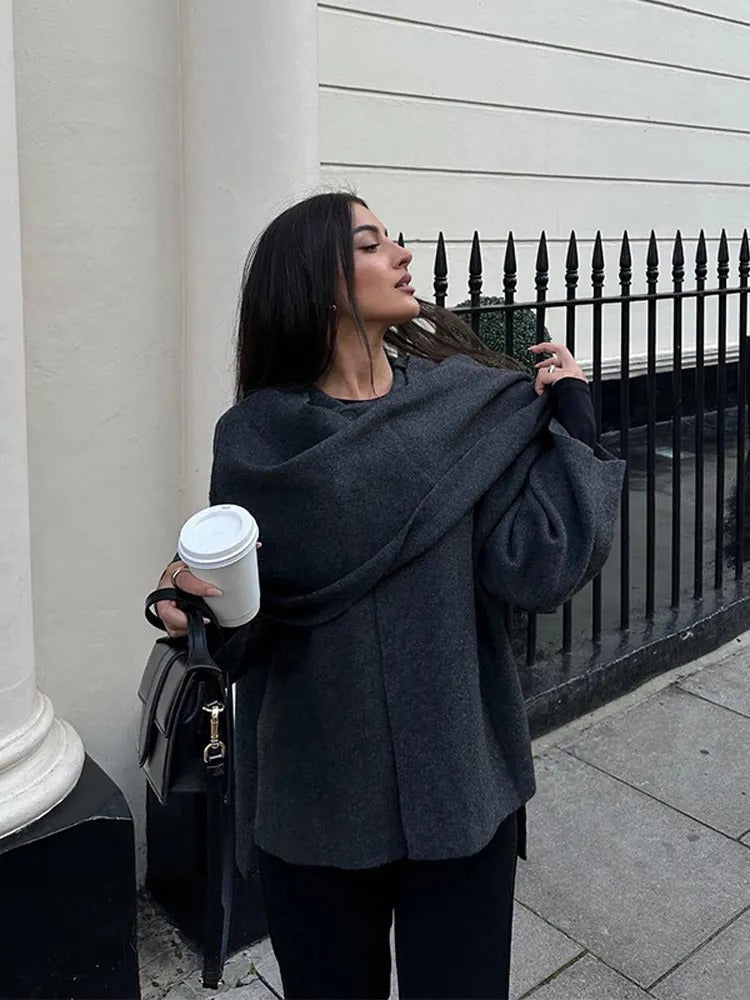 Poncho-Mantel – aus Wolle – Herbst – Poncho-Umhang – Damenmantel