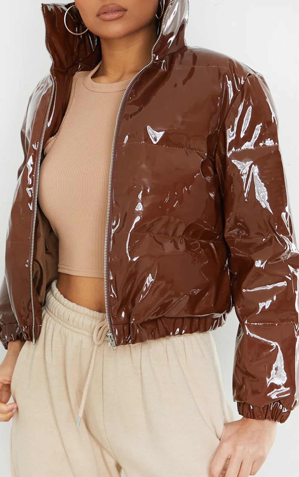 Gekürzte Kapuzenjacke - Kurz - Zip-Up - Winterjacke - Damen Kapuzenjacke
