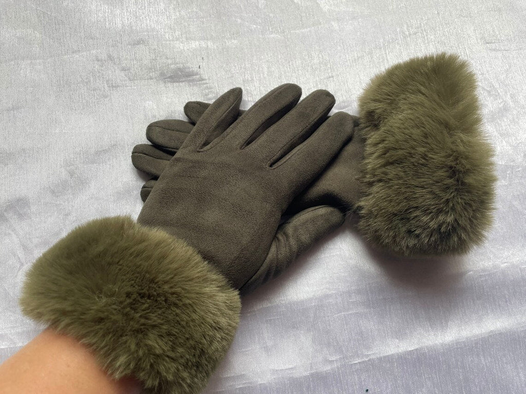 Pelzgefütterte Handschuhe - Warme Kunstpelz-Samt-Winterhandschuhe für Frauen