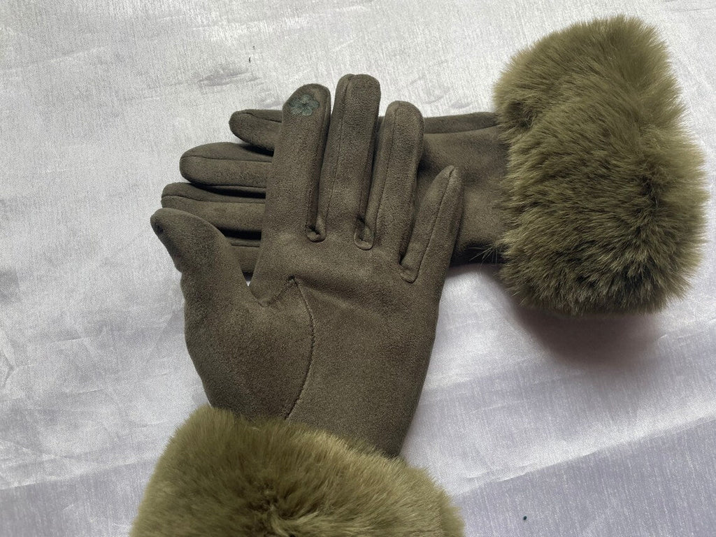 Pelzgefütterte Handschuhe - Warme Kunstpelz-Samt-Winterhandschuhe für Frauen