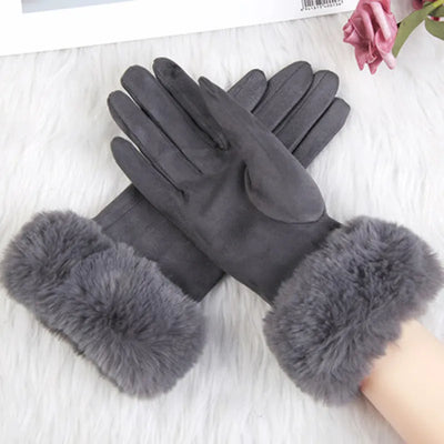 Pelzgefütterte Handschuhe - Warme Kunstpelz-Samt-Winterhandschuhe für Frauen