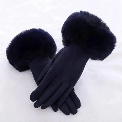 Pelzgefütterte Handschuhe - Warme Kunstpelz-Samt-Winterhandschuhe für Frauen
