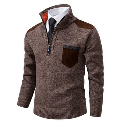 Herren-Pullover mit halbem Reißverschluss – warm – gestrickt – Pullover mit Viertelreißverschluss – Pullover mit halbem Reißverschluss für Männer
