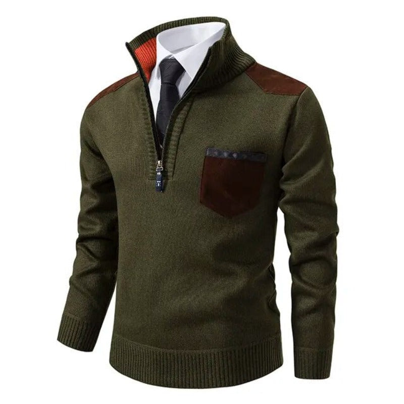 Herren-Pullover mit halbem Reißverschluss – warm – gestrickt – Pullover mit Viertelreißverschluss – Pullover mit halbem Reißverschluss für Männer