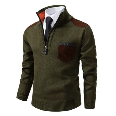 Herren-Pullover mit halbem Reißverschluss – warm – gestrickt – Pullover mit Viertelreißverschluss – Pullover mit halbem Reißverschluss für Männer