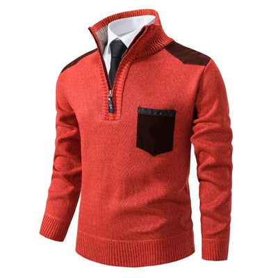 Herren-Pullover mit halbem Reißverschluss – warm – gestrickt – Pullover mit Viertelreißverschluss – Pullover mit halbem Reißverschluss für Männer