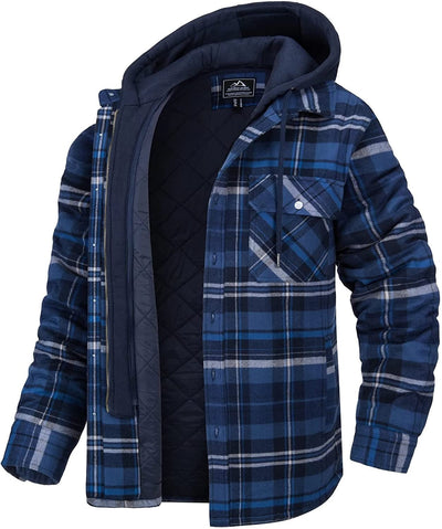 Kapuzenjacke – Herren-Kapuzenjacke mit Karomuster und durchgestepptem Reißverschluss