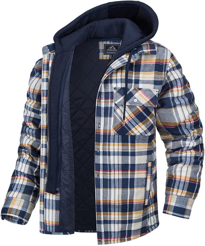 Kapuzenjacke – Herren-Kapuzenjacke mit Karomuster und durchgestepptem Reißverschluss
