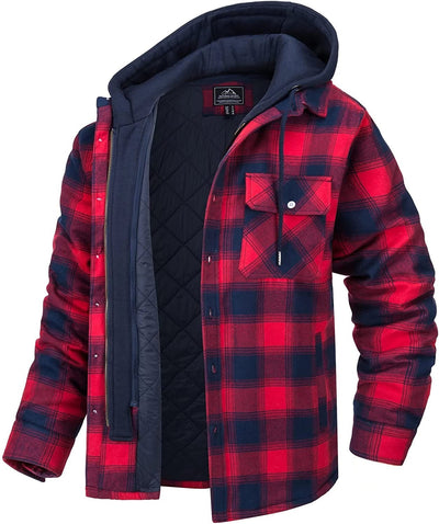 Kapuzenjacke – Herren-Kapuzenjacke mit Karomuster und durchgestepptem Reißverschluss