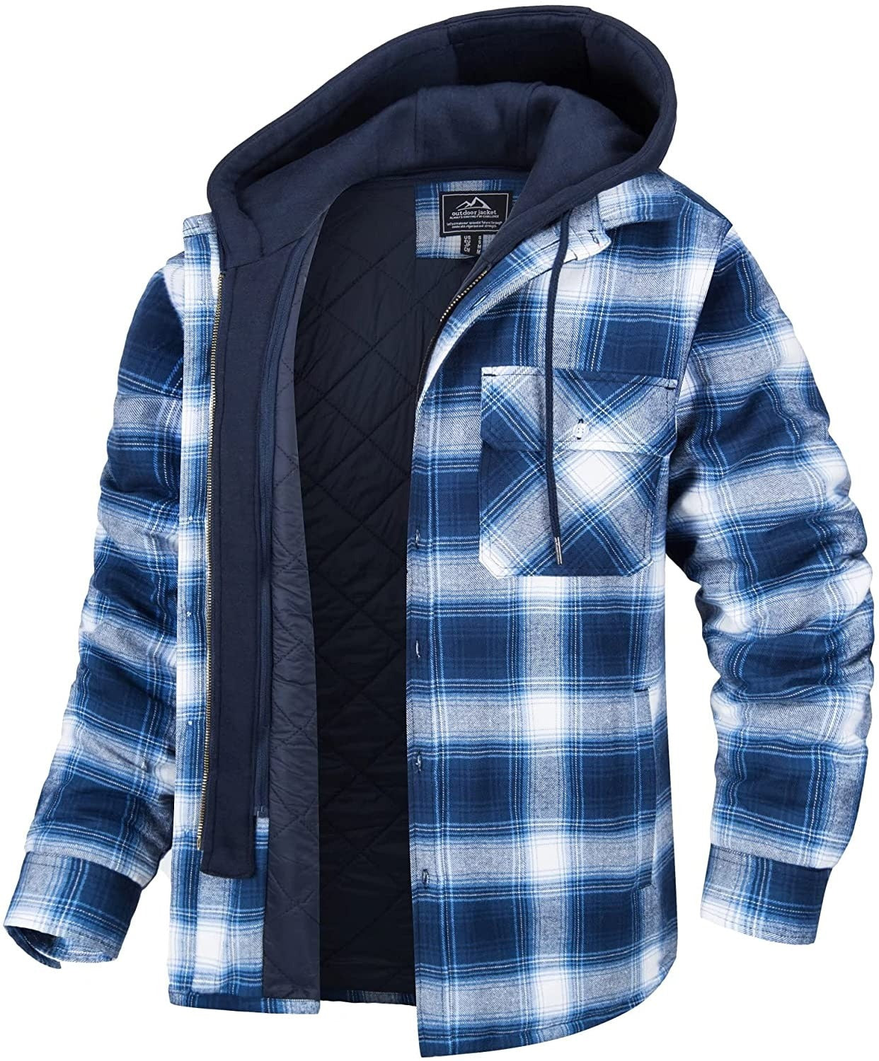 Kapuzenjacke – Herren-Kapuzenjacke mit Karomuster und durchgestepptem Reißverschluss