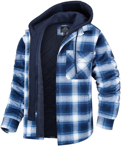 Kapuzenjacke – Herren-Kapuzenjacke mit Karomuster und durchgestepptem Reißverschluss